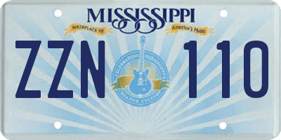 MS license plate ZZN110
