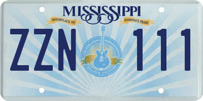 MS license plate ZZN111