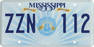 MS license plate ZZN112