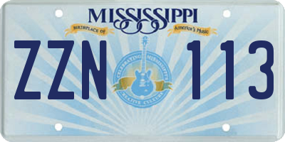 MS license plate ZZN113