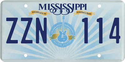 MS license plate ZZN114