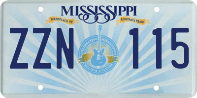 MS license plate ZZN115