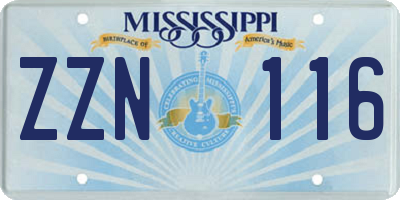 MS license plate ZZN116