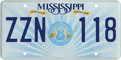 MS license plate ZZN118