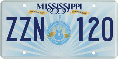 MS license plate ZZN120