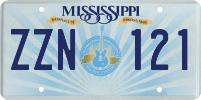 MS license plate ZZN121