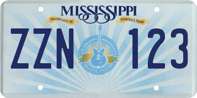 MS license plate ZZN123