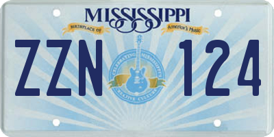 MS license plate ZZN124