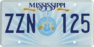 MS license plate ZZN125