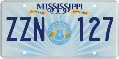 MS license plate ZZN127