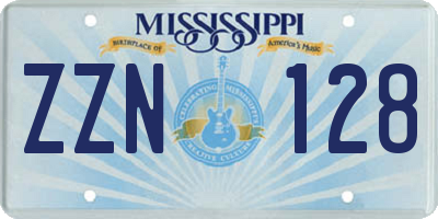 MS license plate ZZN128