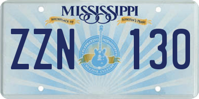 MS license plate ZZN130