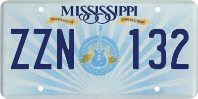 MS license plate ZZN132