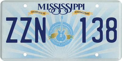 MS license plate ZZN138