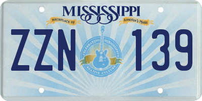 MS license plate ZZN139