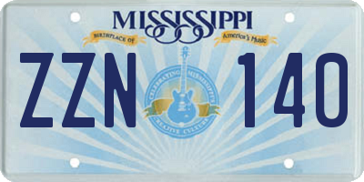 MS license plate ZZN140