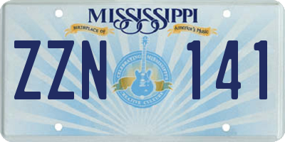 MS license plate ZZN141