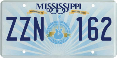 MS license plate ZZN162