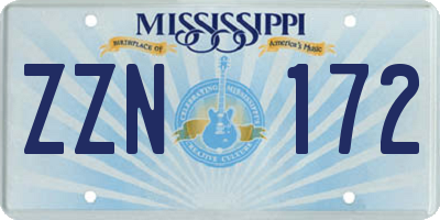 MS license plate ZZN172