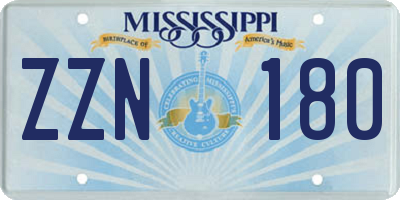 MS license plate ZZN180