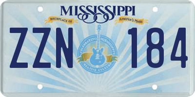 MS license plate ZZN184