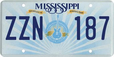 MS license plate ZZN187