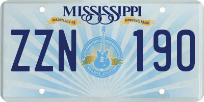 MS license plate ZZN190