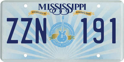 MS license plate ZZN191