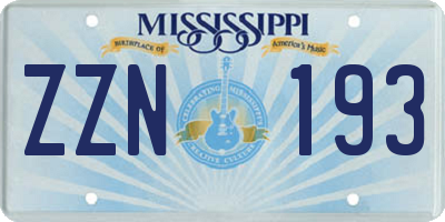 MS license plate ZZN193