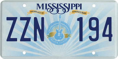 MS license plate ZZN194