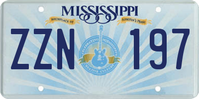 MS license plate ZZN197