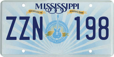 MS license plate ZZN198
