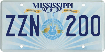 MS license plate ZZN200