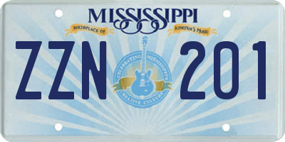 MS license plate ZZN201