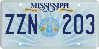 MS license plate ZZN203