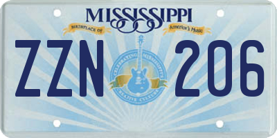 MS license plate ZZN206