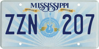 MS license plate ZZN207