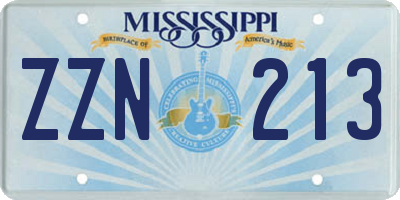 MS license plate ZZN213