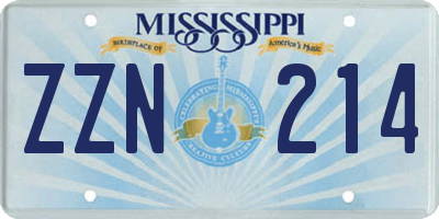 MS license plate ZZN214