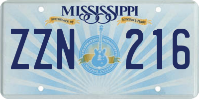 MS license plate ZZN216