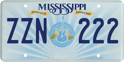 MS license plate ZZN222