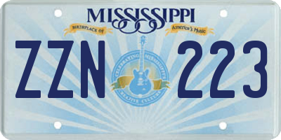 MS license plate ZZN223