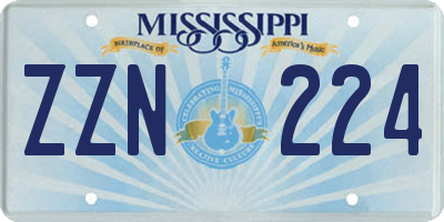 MS license plate ZZN224