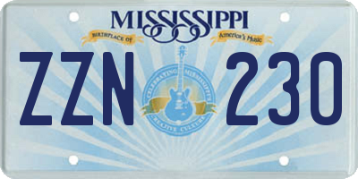 MS license plate ZZN230