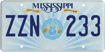 MS license plate ZZN233