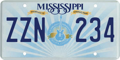 MS license plate ZZN234