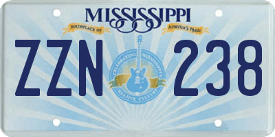 MS license plate ZZN238