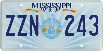 MS license plate ZZN243