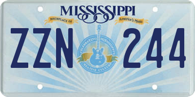 MS license plate ZZN244