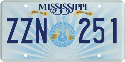 MS license plate ZZN251